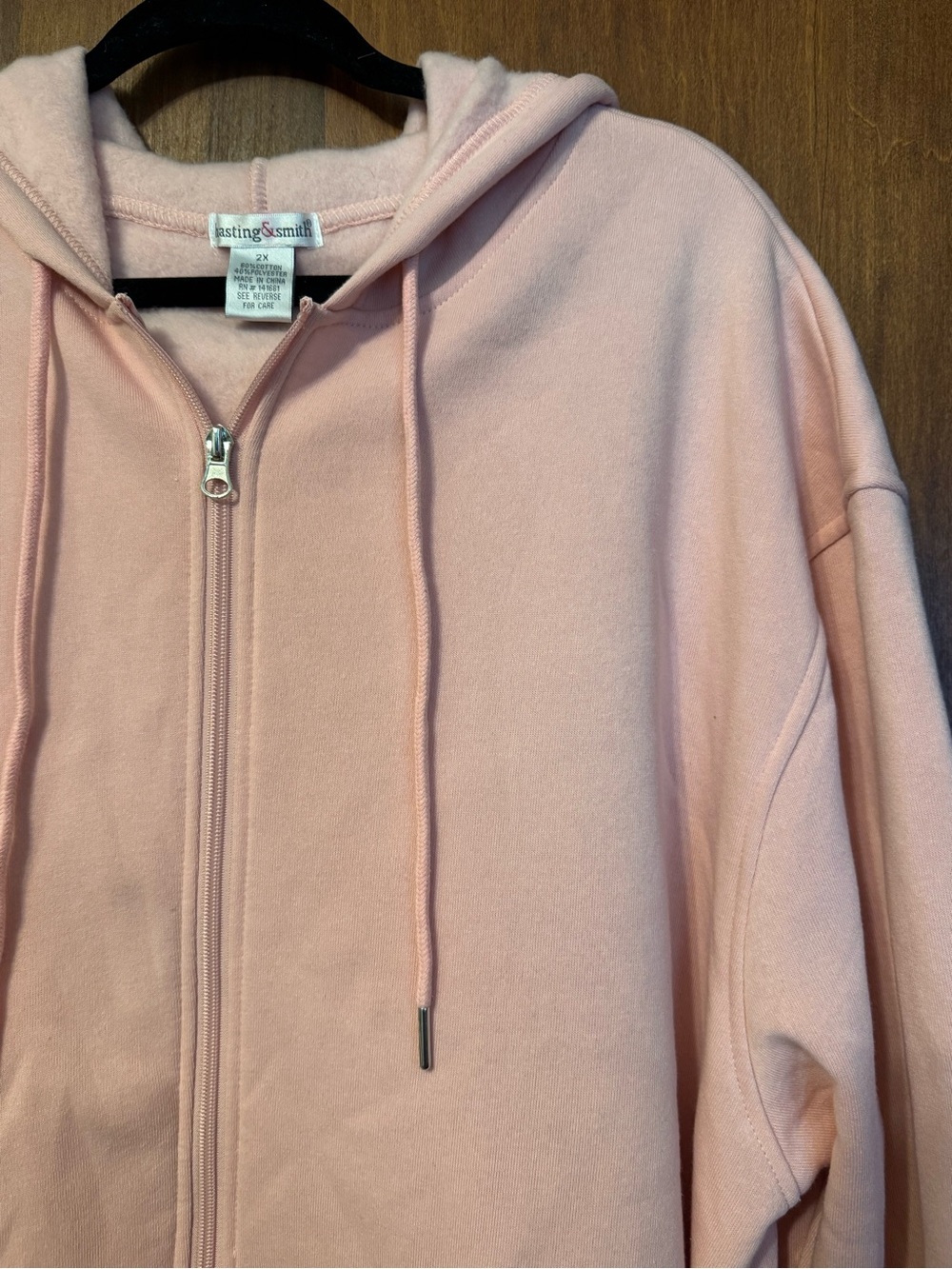 Women's Plus Size Light Pink Zip-Up Hoodie Size 2XL - Picture 3 of 6